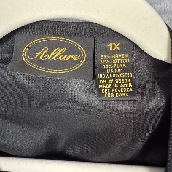 Vtg Allure Patchwork Blazer Jacket 1X Boho Peasant Embroidered Cotton Flax Blend - Picture 6 of 8